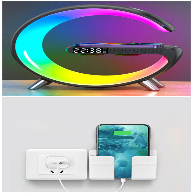 New Intelligent G Shaped LED Lamp Bluetooth Speake Wireless Charger Atmosphere Lamp App Control for Bedroom Home Decor