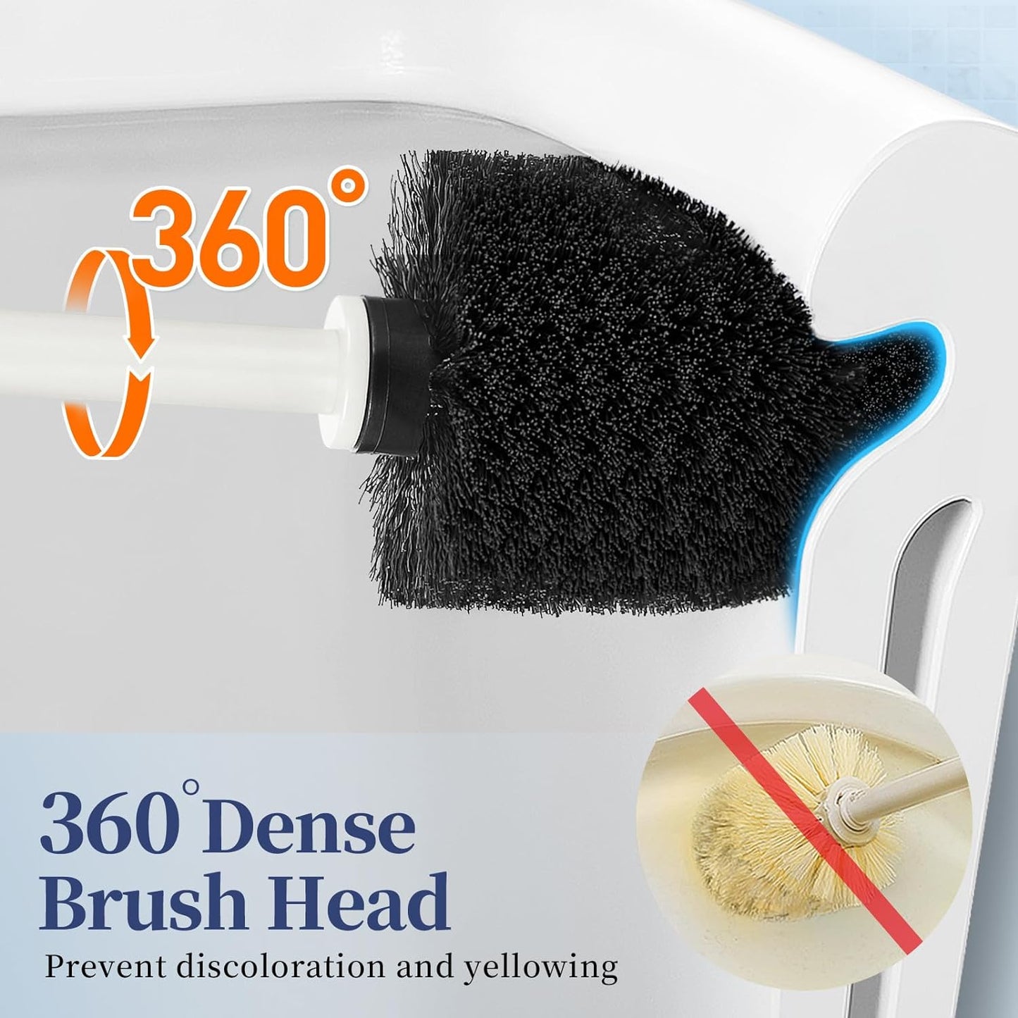 Toilet Bowl Brush Holder Set: 2 Pack Modern Deep Cleaning Bathroom Toilet Scrubber with Caddy for Rv - Rim Decorative Accessories Cleaner Brushes for Toilet (C-White) 1