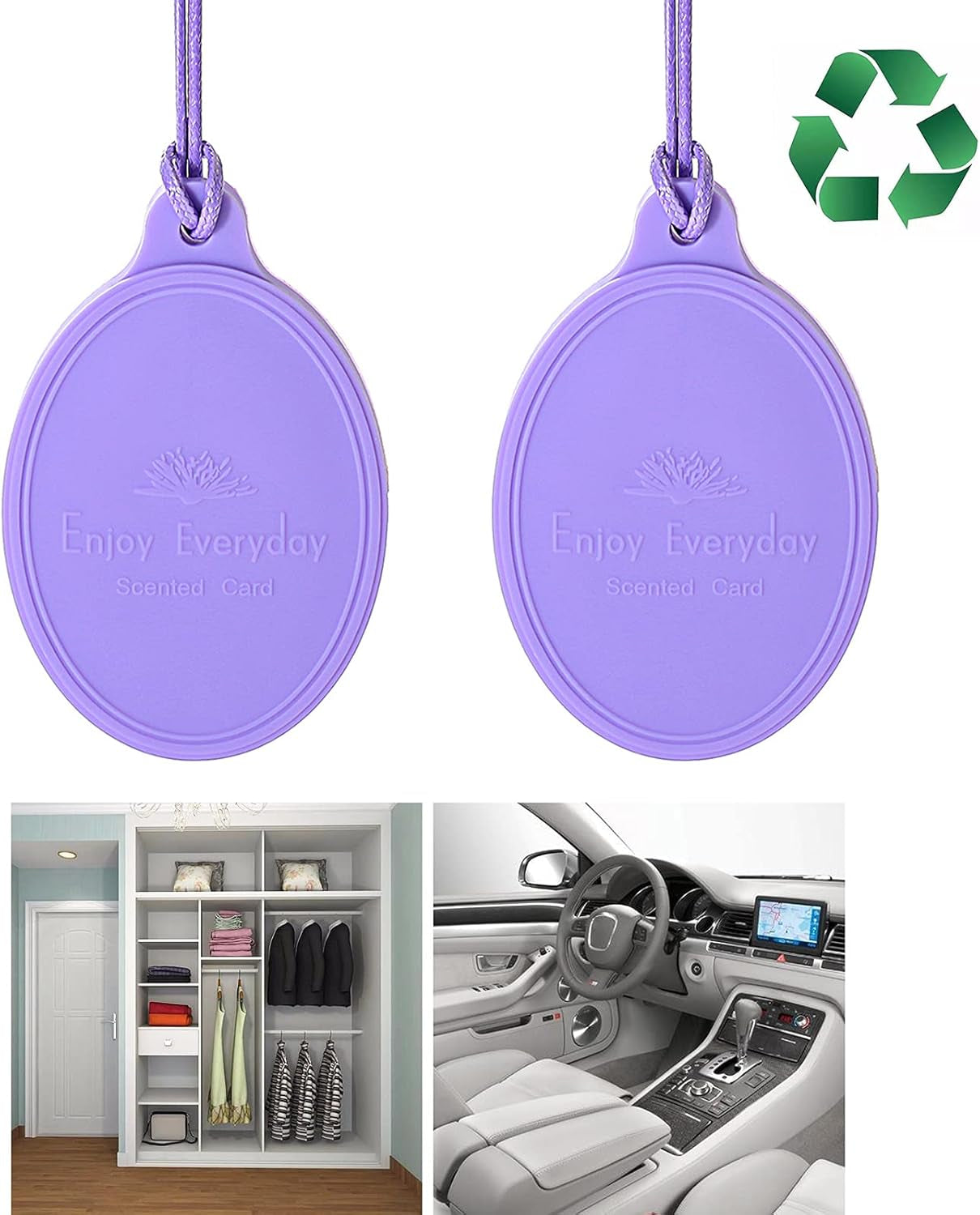 Lemon Lavender Hanging Car Air Freshener,Scented Sachets for Drawer and Closet,Lasting Fragrance for 180 Days (2PCS)