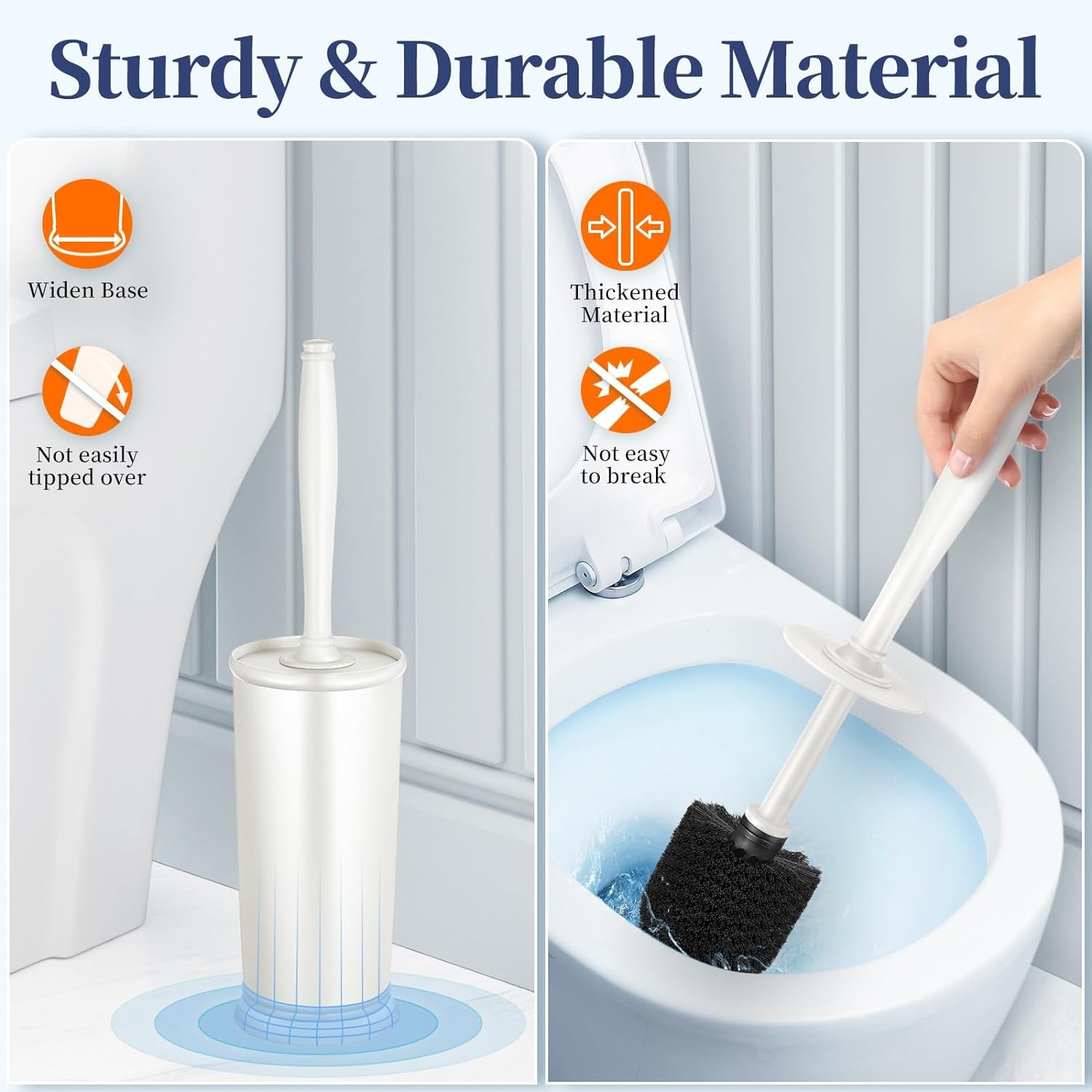 Toilet Bowl Brush Holder Set: 2 Pack Modern Deep Cleaning Bathroom Toilet Scrubber with Caddy for Rv - Rim Decorative Accessories Cleaner Brushes for Toilet (C-White) 1