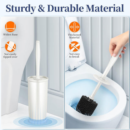 Toilet Bowl Brush Holder Set: 2 Pack Modern Deep Cleaning Bathroom Toilet Scrubber with Caddy for Rv - Rim Decorative Accessories Cleaner Brushes for Toilet (C-White) 1