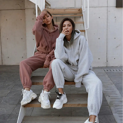 Women Warm Hoodie and Pants Set